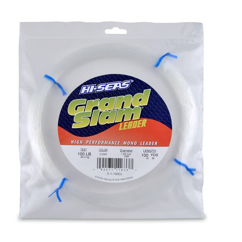 Hi-Seas Grand Slam Monofilament Leader, 100 lb / 45.3 kg Test, .039 in / 1.00 mm Dia, Clear, 100 yd / 91 m - Image 1